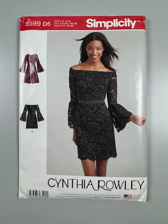 Simplicity 8599 FF Uncut Petite Cocktail Dress Formal Wear Cynthia Rowley Size 4-12 bust 29.5”-34” Sewing Pattern