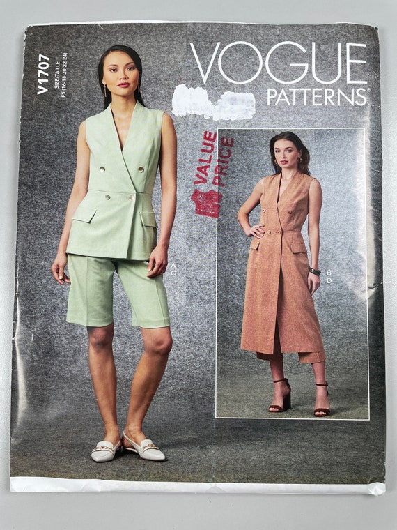 Vogue V1707 FF Uncut Designer Dress and Pants Shorts Pattern. Sizes 16-24 Bust 38-46 Linen to Silk Lovely Pant Suit Wrap Over Tops Pattern - Etsy Vogue V1707 FF Uncut Designer Dress and Pants Shorts Pattern. Sizes 16-24 Bust 38-46 Linen to Silk Lovely Pant Suit Wrap Over Tops Pattern - Etsy