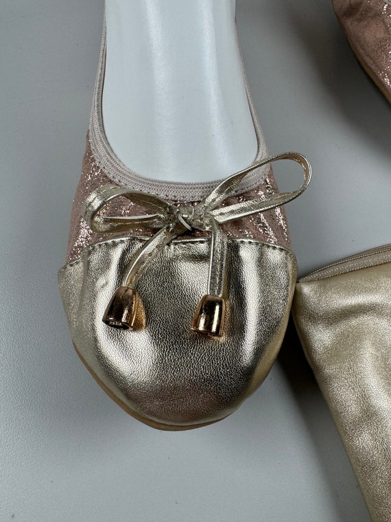 NOS Premium Foldable Ballet Flats for Work Wedding Bridesmaid Gift Cruise Wear Foldable. New in Travel Tote Zip Bag. Sparkling Rose Gold Etsy Australia