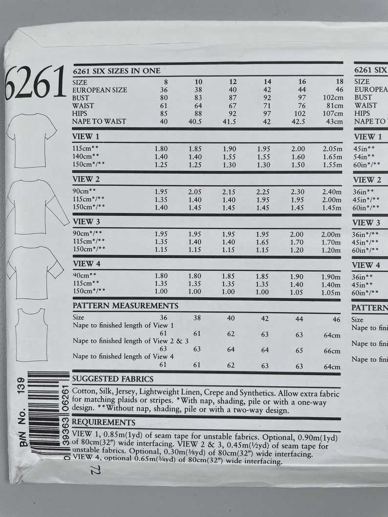 New Look 6261 FF Uncut Misses Six Sizes in One for Custom Fit Wonderful ...