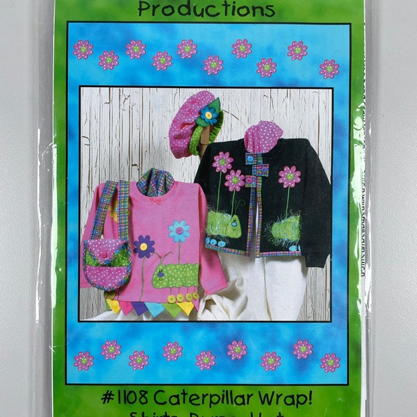 Caterpillar Wrap, Shirt, Purse, Hat and More. Appliqué Patterns. Larger sized appliqués. Whistlepig Creek Productions Sewing Pattern Artsy