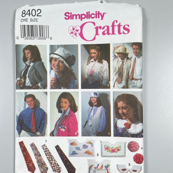 Simplicity 8402 FF Uncut Ties, Collars, Flowers. Multi projects. Craft for sale or gifts.