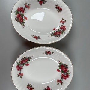 Two Royal Albert Centennial Rose Oval Serving Bowls. In very good condition. 9”L x 7.5”W x 1.3/4”H. Good size. Times two. Fine Bone China.