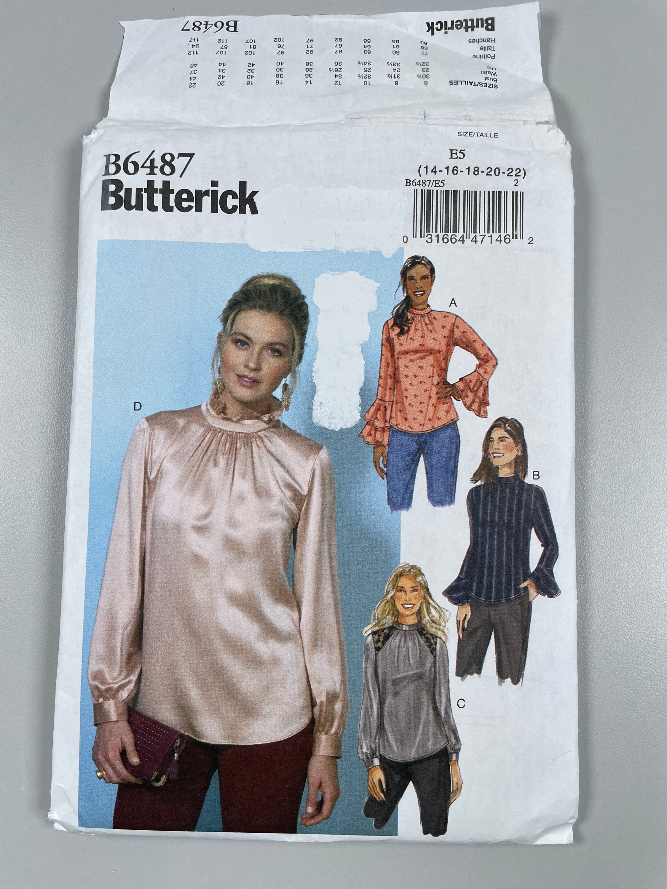 Butterick B6487 FF Easy Sew Uncut Misses Top Blouse Fitted