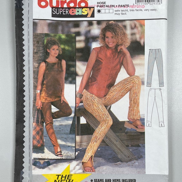 Burda 2935 FF Uncut Ladies Pants Close fitting Modern styling Side zip See fancy hem line Size 8-18 hips 35”-41” Learn to sew Sewing Pattern