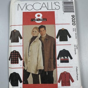 McCall's 9020 Misses' and Men's Lined or Unlined Jacket Sewing Pattern XXL