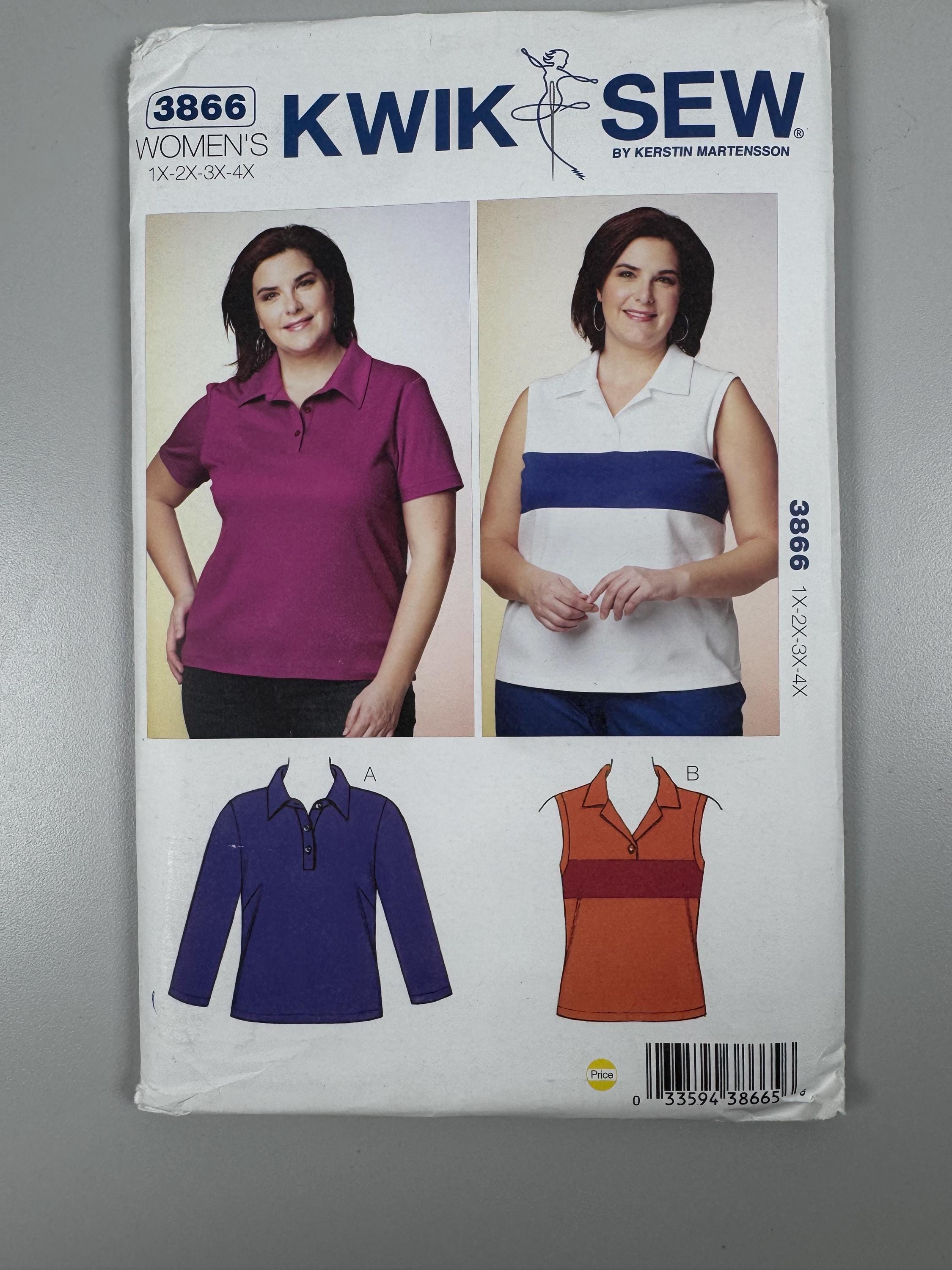 Kwik Sew 3866: Misses' Color Block Knit Top Pattern (1X-4X Uncut