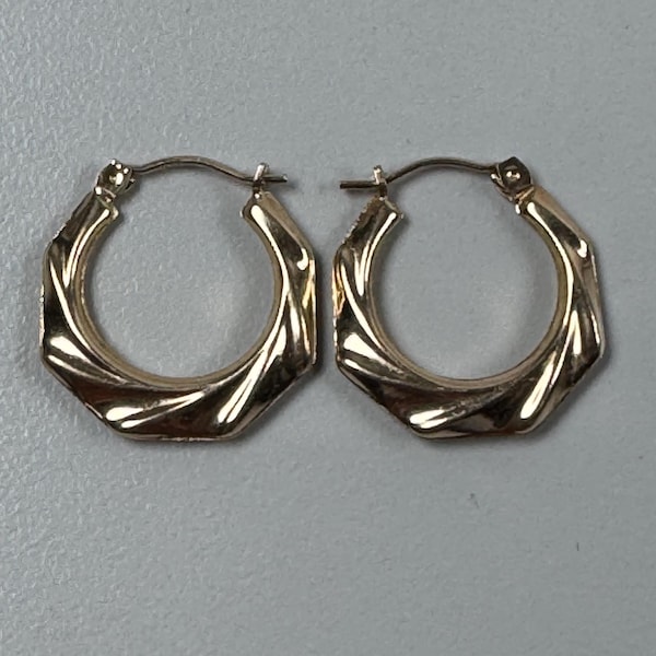Aros vintage de oro de 10 quilates con espirales: joyas de oro amarillo de los años 80