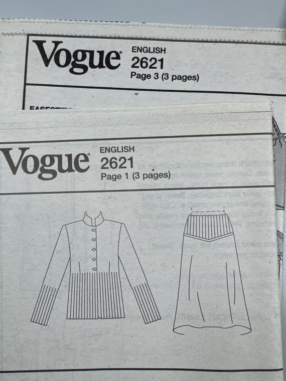 ENKI FASHION様 Vogue 2621 FF Uncut DKNY Size 12 Jacket Skirt Semi Fitted
