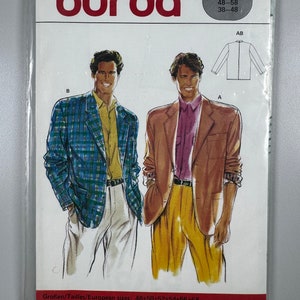 Burda 5175 FF Uncut Men&#39;s Suit Jacket Man’s Guys Boys Male size 48-58 chest 35”-45”. Formal Fun Cotton Linen Denim Vintage Sewing Pattern