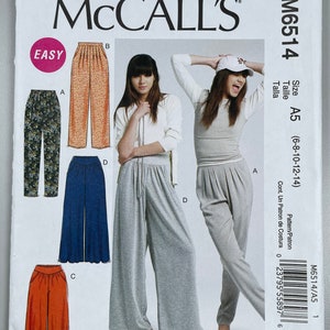 McCall's 6514 Uncut FF Misses Pants in Two Lengths and Three Widths. Sizes 6-14. Waist 24”-28” Versatile Learn to Sewing Pattern Comfortable