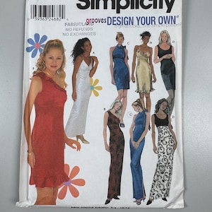 以下が含まれることがあります： Simplicityの縫製パターン番号9590、サイズAA、ジュニア用、3/4〜9/10、8種類のドレスデザイン。このパターンには、フリルヘムの赤いドレス、シンプルなデザインの白いドレス、ホルターネックの青いドレス、フリルヘムのゴールドドレス、ワンショルダーネックラインの黒いドレス、ホルターネックとサイドスリットの青いドレス、ハイウエストの白黒のドレス、スクープネックラインの黒いドレスなど、さまざまなスタイルを作るための指示が含まれています。