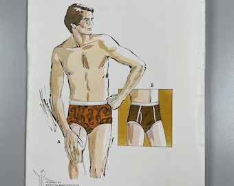 Patrón de costura Kwik Sew 727 para calzoncillos de hombre, braguita de bikini estilo años 70 (tallas 38-44)