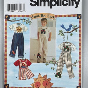Salopette et top pour enfant Simplicity 7088 FF non coupés. Enfilez la salopette-pantalon. Tailles 5,6,6X. Patron de couture pour poitrine de 24 à 25 1/2 po. Artisanat