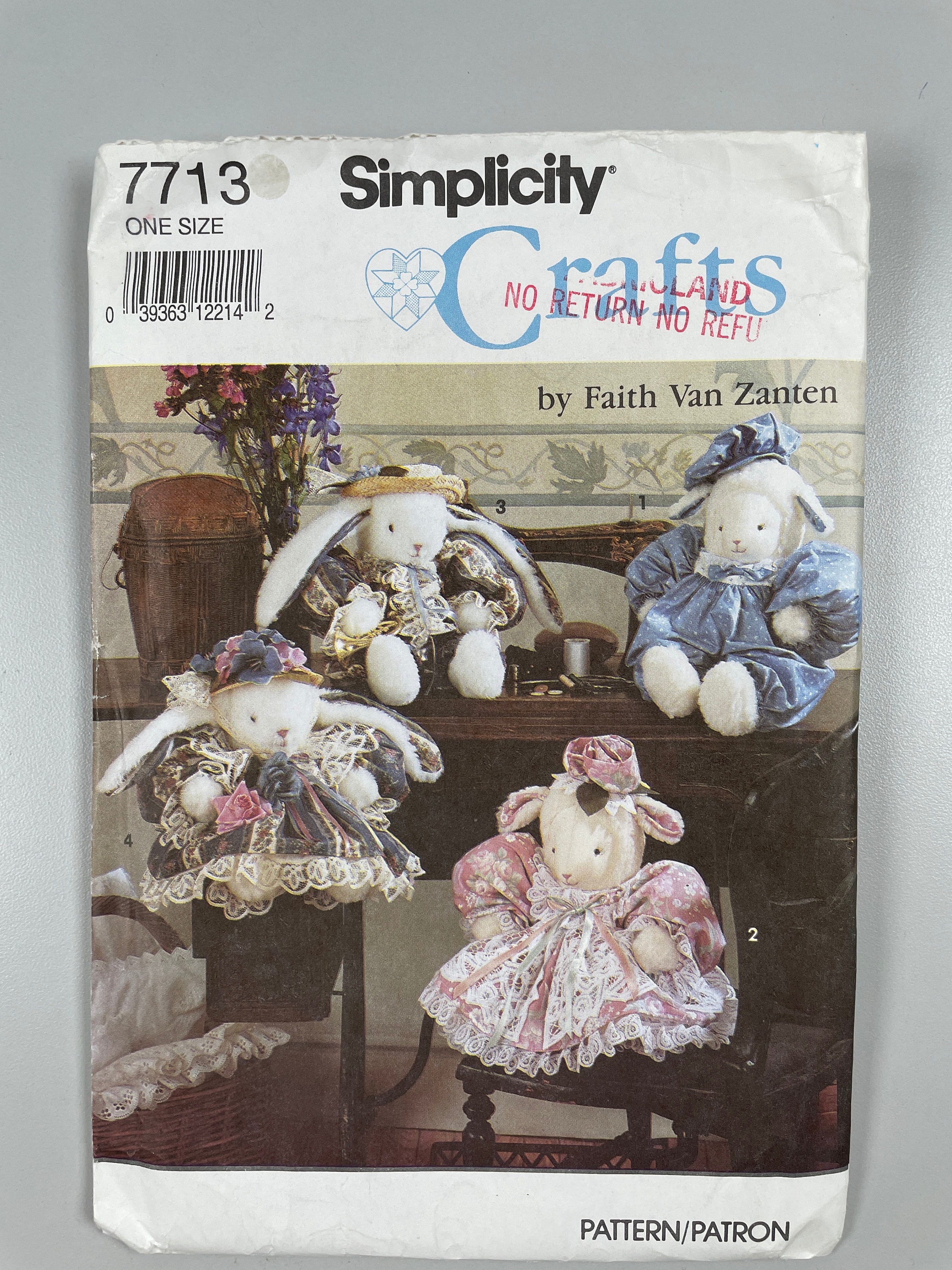 The Tattered Rabbit Farm スノーマン ドール Simplicity 7713 FF Uncut Bunny and Lamb With Cloths 16” Tall. Sew