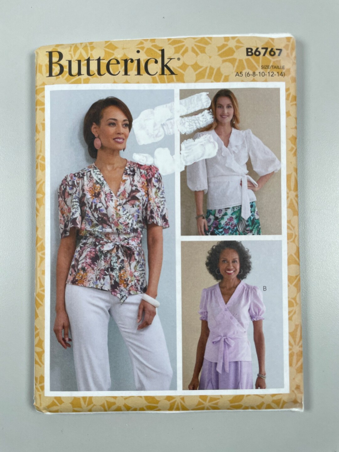Butterick B6767 FF Uncut Easy Sew Misses Wrap Blouse Top Pattern