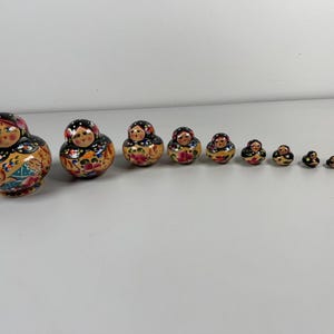 10 Hand-Painted Russian Nesting Dolls Matryoshka Set of 10