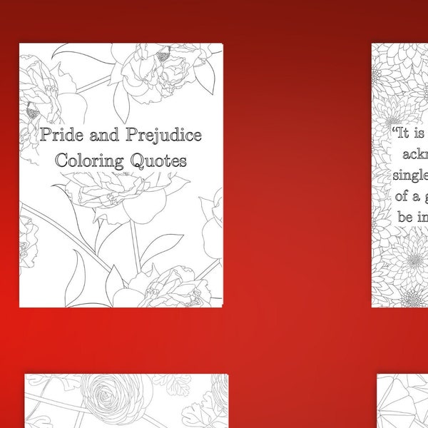 Adult Coloring Pages, Pride and Prejudice Quote Coloring Page, Romance Coloring Page, Romantic Coloring Page, Classic Book Quote Coloring
