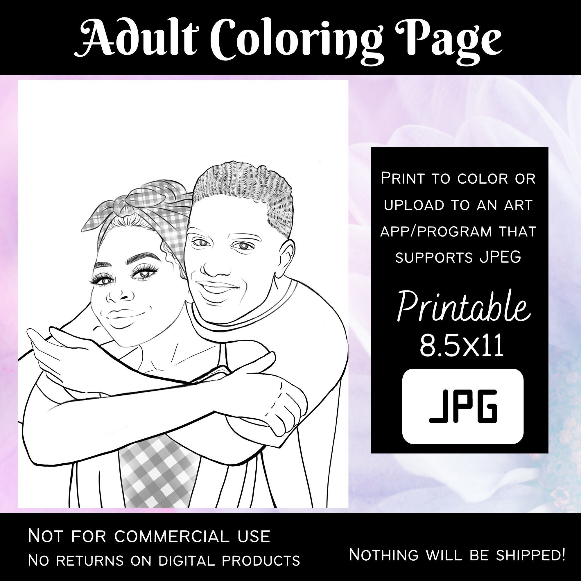 Black Couples Adult Coloring Book for Women: Big Coloring Book for Adults  Teen To Stress Relief | Perfect Gift For Him Her Men Women Mom And Dad For