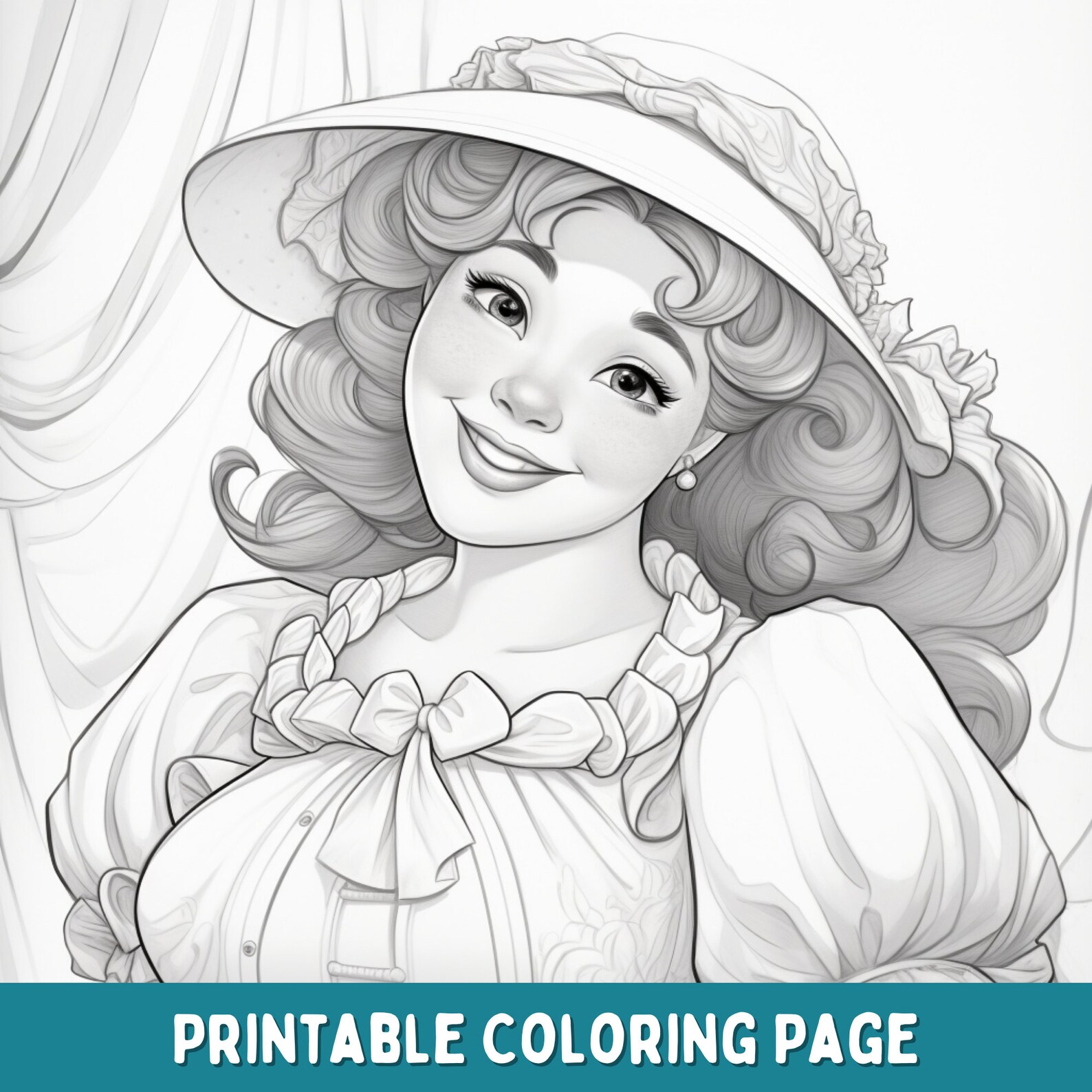 Printable Adult Coloring Page Beautiful Woman Portrait - Etsy