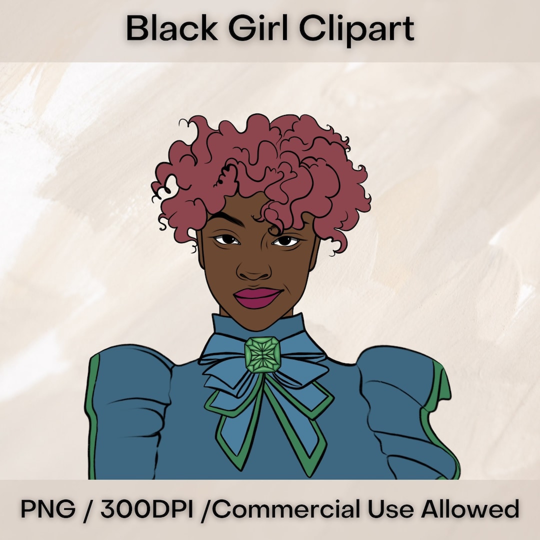 Beautiful Black Girl Clip Art, Instant Download Fashion Woman Clip Art ...