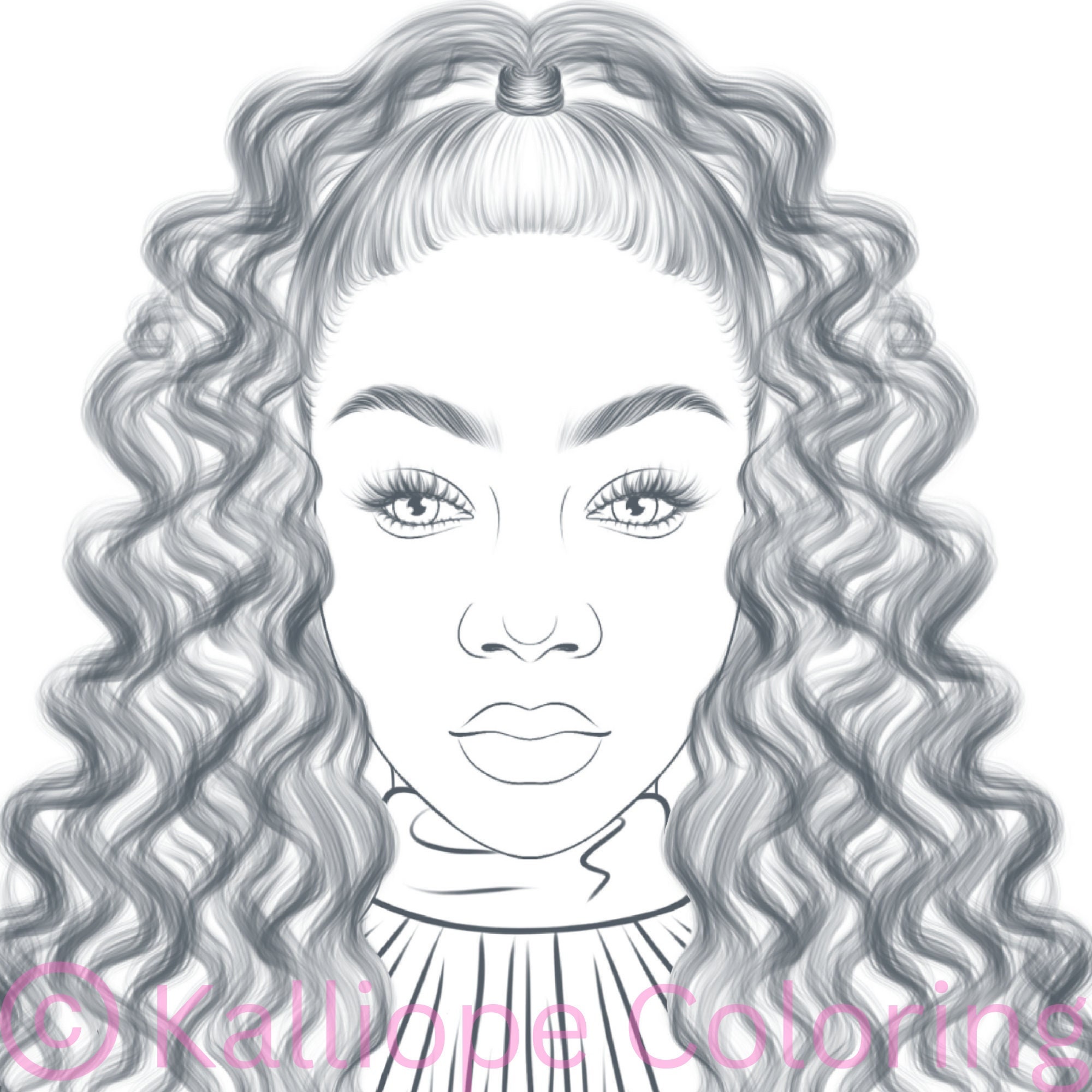 Adult Coloring Pages Printable Line Art Portrait for - Etsy