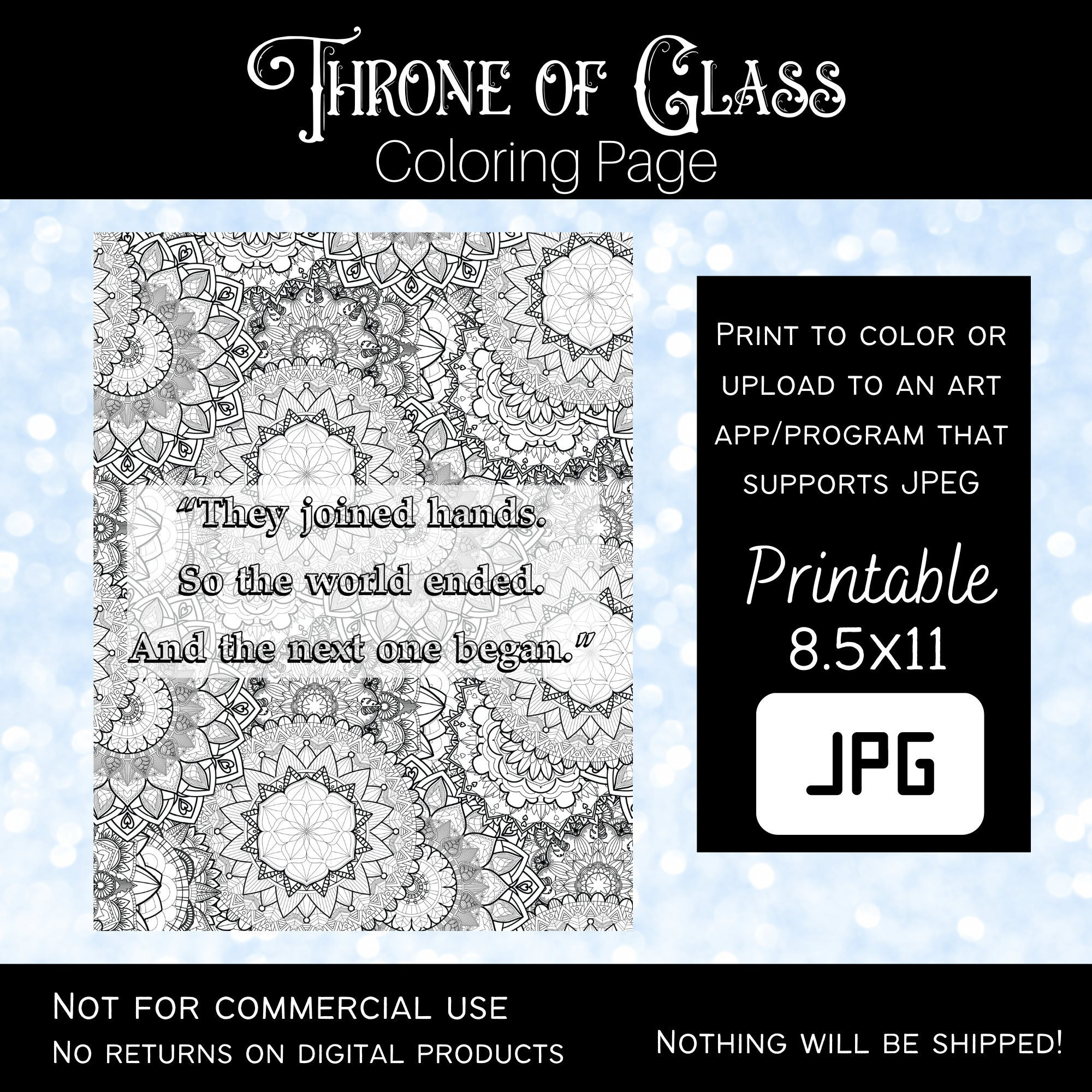 Throne of Glass Quote Coloring Page for Adults, Printable Aelin ...