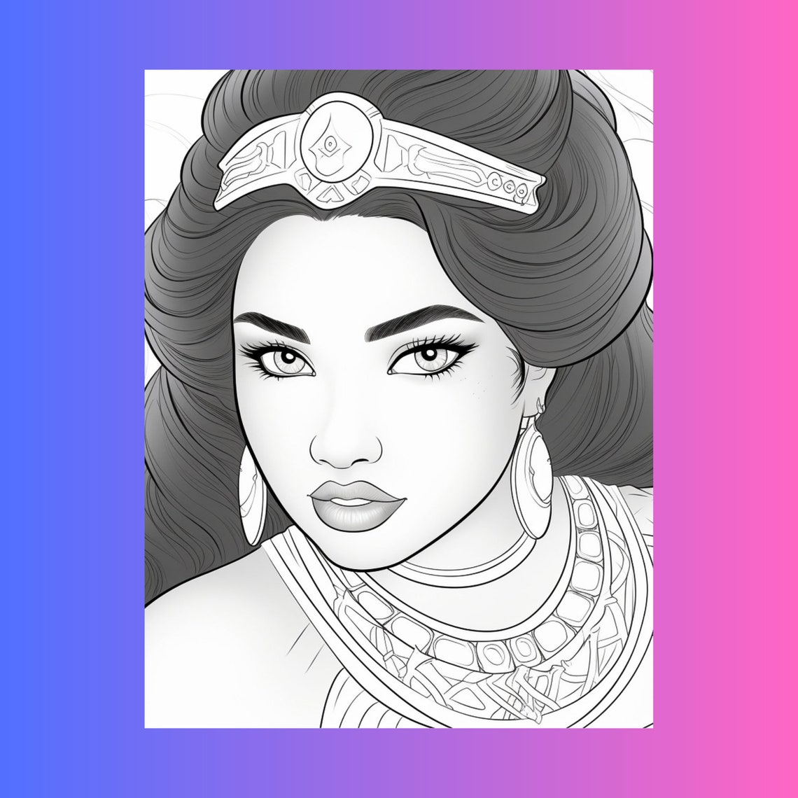 Printable Adult Coloring Page Beautiful Woman Portrait - Etsy