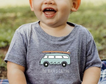 Retro Van Surfer T, The Beach is Calling Baby T, Surfer Baby, Born for the Beach Baby T, Beachy Graphic T