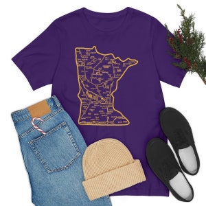 Minnesota Map Shirt, Minnesota Soft Style Shirt, Minnesota State Map, Gift for Vikings Fan, Minneapolis Map Shirt