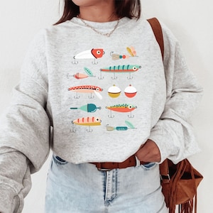 Fishing Lure Sweatshirt, Fishermen Crewneck, Gone Fishing Pullover Gift