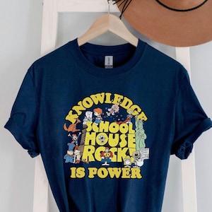 Camiseta gráfica School House Rock, Knowledge is Power, camiseta retro de los años 80 y 90, camiseta de televisión educativa, camiseta de programa de televisión de dibujos animados