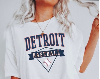 Detroit baseboll-T-shirt, Detroit Comfort Colors, överdimensionerad t-shirt i vintagestil