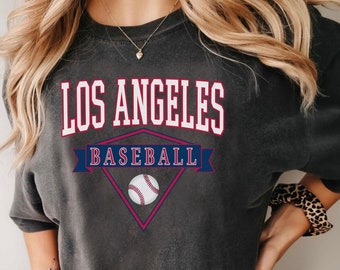 Los Angeles  Baseball T Shirt, Los Angeles Comfort Colors, Oversized Vintage Style Tee