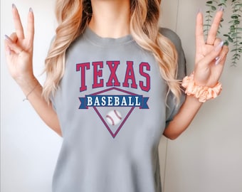 Camiseta de beisebol do Texas, cores Texas Comfort, camiseta grande estilo vintage para dias de jogo