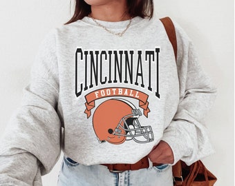 Cincinnati Football Crewneck, Vintage Sweatshirt, Game Day Pullover, Bengals 90s Style Football Crew