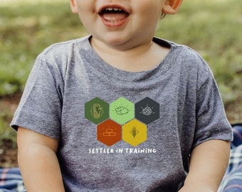 Settler in training, Catan t shirt, Catan Resource Hexes, Baby Board Gamer,  Infant Fine Jersey Tee