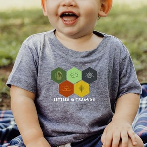 Settler in training, Catan t shirt, Catan Resource Hexes, Baby Board Gamer, Infant Fine Jersey Tee image 1