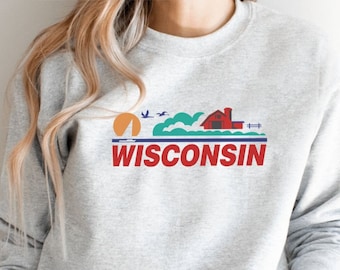 Wisconsin License Plate Sweatshirt, Geeky Wisco Crewneck, Retro Dairyland Pullover, Cheese Lover Gift