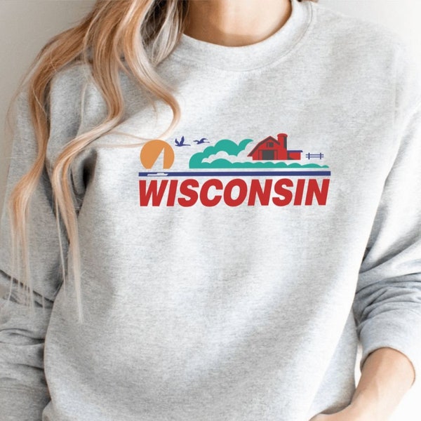 Sudadera con matrícula de Wisconsin, cuello redondo Geeky Wisco, jersey retro de Dairyland, regalo para amantes del queso