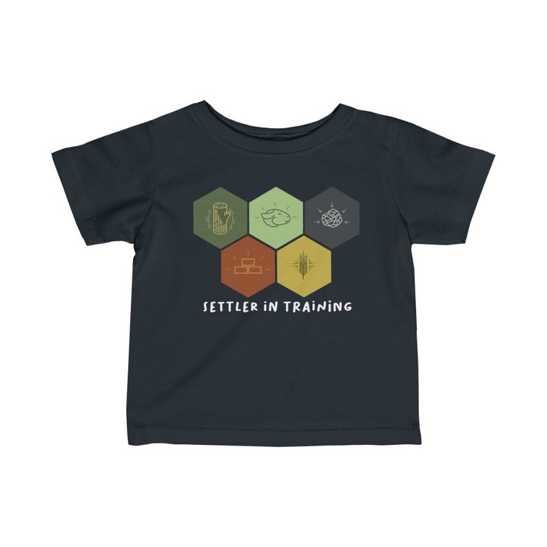 Settler in training, Catan t shirt, Catan Resource Hexes, Baby Board Gamer, Infant Fine Jersey Tee image 3