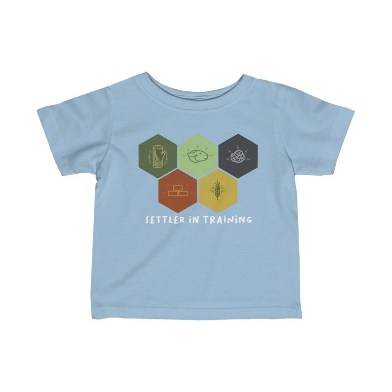 Settler in training, Catan t shirt, Catan Resource Hexes, Baby Board Gamer, Infant Fine Jersey Tee image 5