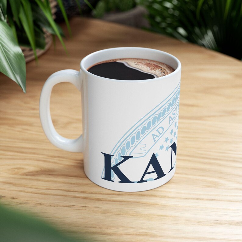 Kansas License Plate Ceramic Mug, Personalized State Souvenir Gift Cup