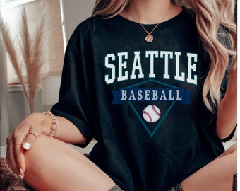 Seattle Baseball T Shirt, Seattle Comfort Colors, Oversized Vintage Style Tee