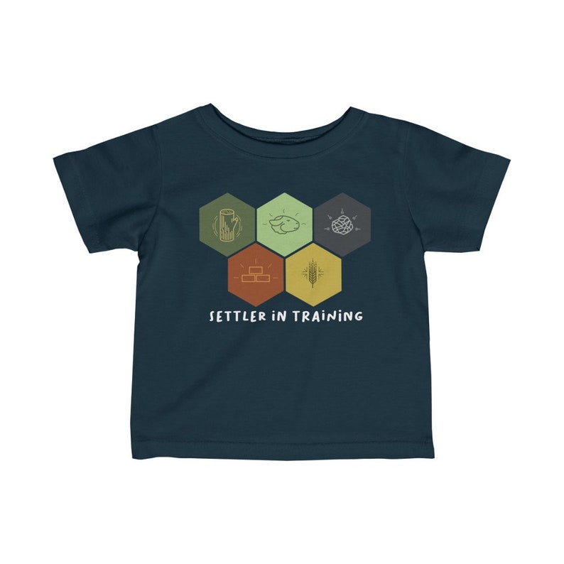 Settler in training, Catan t shirt, Catan Resource Hexes, Baby Board Gamer, Infant Fine Jersey Tee image 6