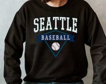 Seattle Baseball Crewneck, Seattle Sweatshirt, Vintage Style Seattle Pullover Sweater