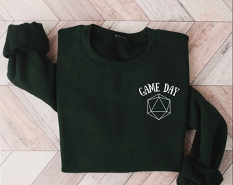 DnD Game Day Sweatshirt, D20 Crewneck, Gift for Nerds, Geeky Christmas,