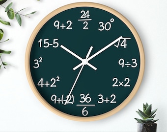 Mathegleichung Wanduhr, Geschenk für Mathelehrer, Mathe Wanddekor