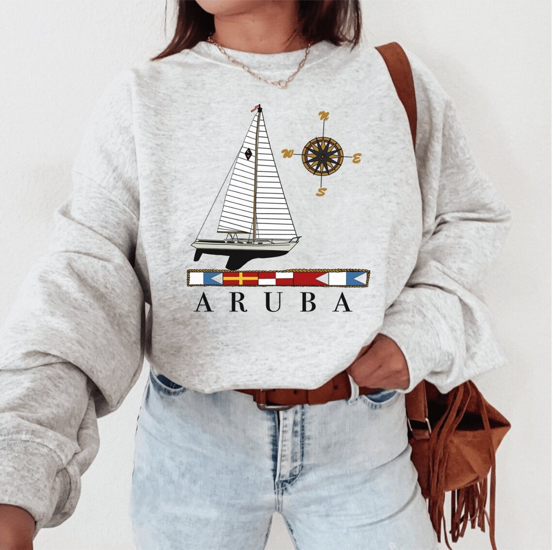 80’s Blue Spring Lake Super Soft Sailboat 50/50 Sweatshirt main image 0