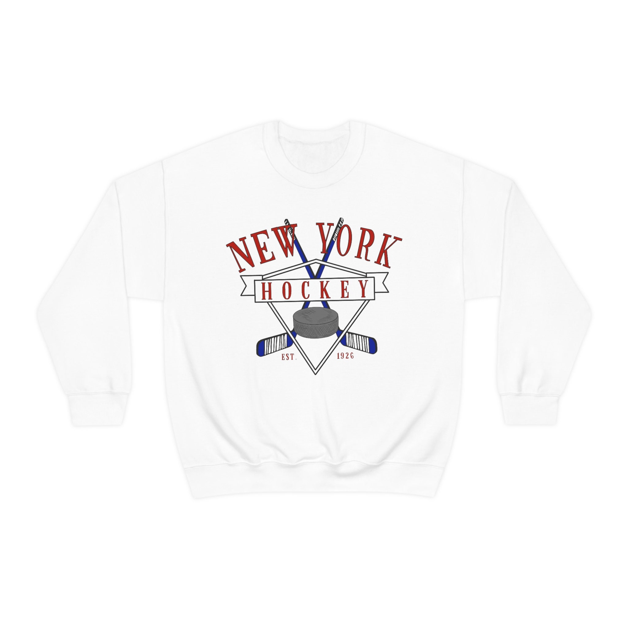 CustomCat New York Rangers Lady Liberty 2 Retro NHL Crewneck Sweatshirt Royal / S